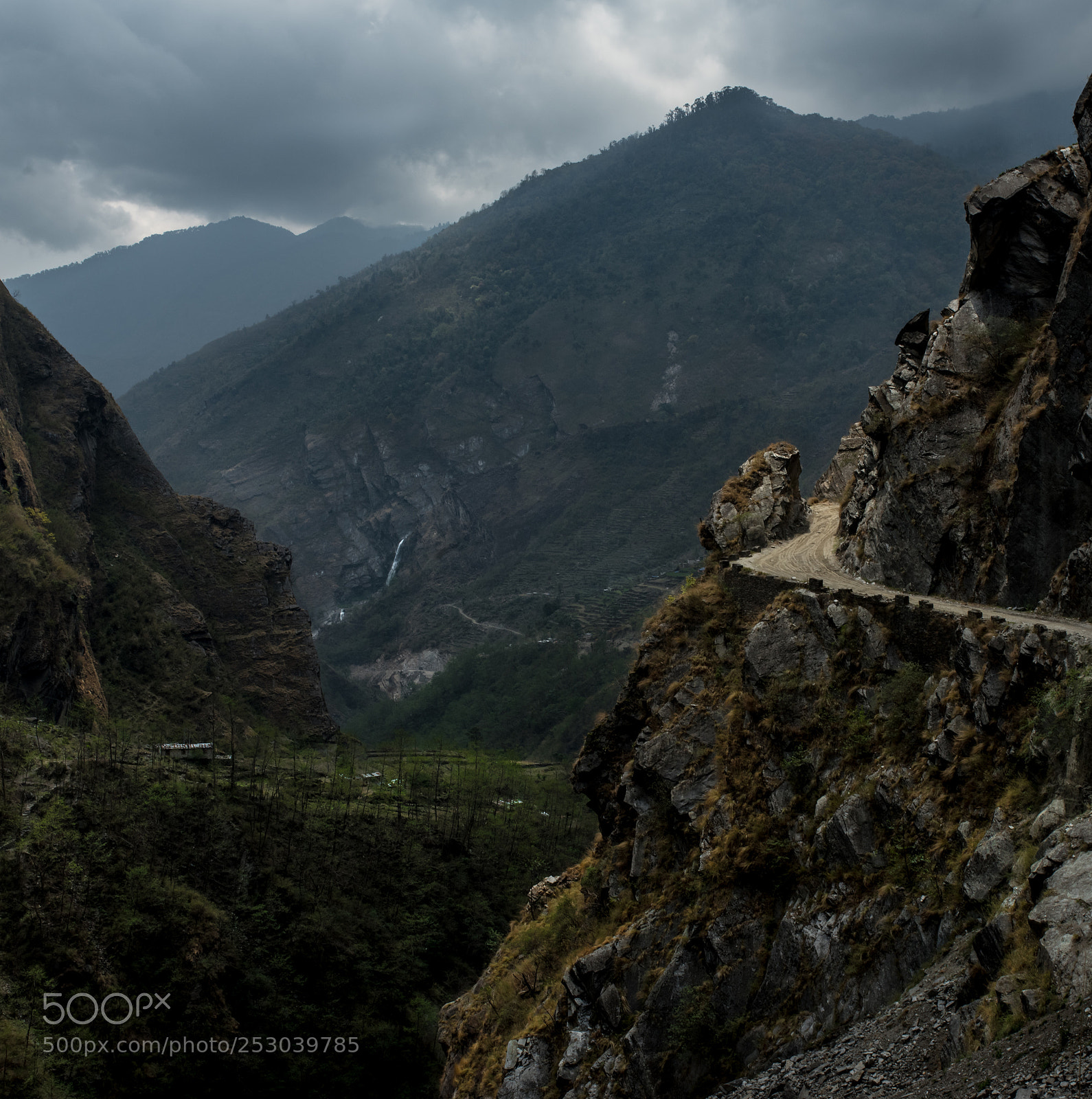 Pentax K-1 sample photo. Cliff road nepal photography