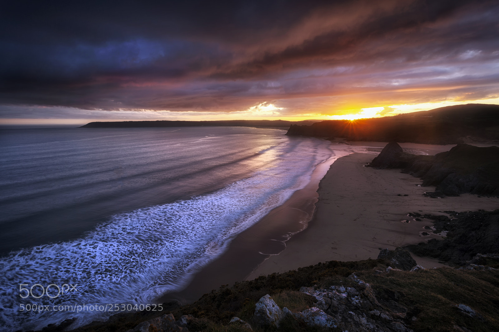 Canon EOS 5D Mark II sample photo. Gower sunset at three photography