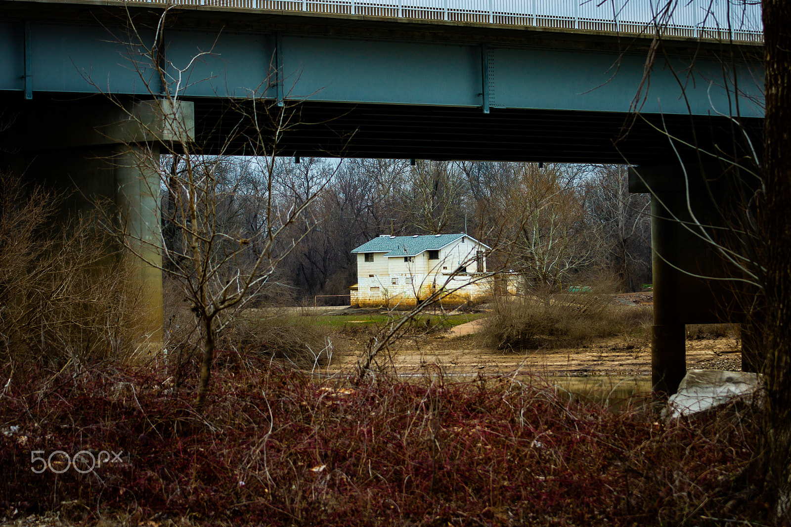 Sony Alpha DSLR-A500 sample photo. Abandoned house under the bridge photography