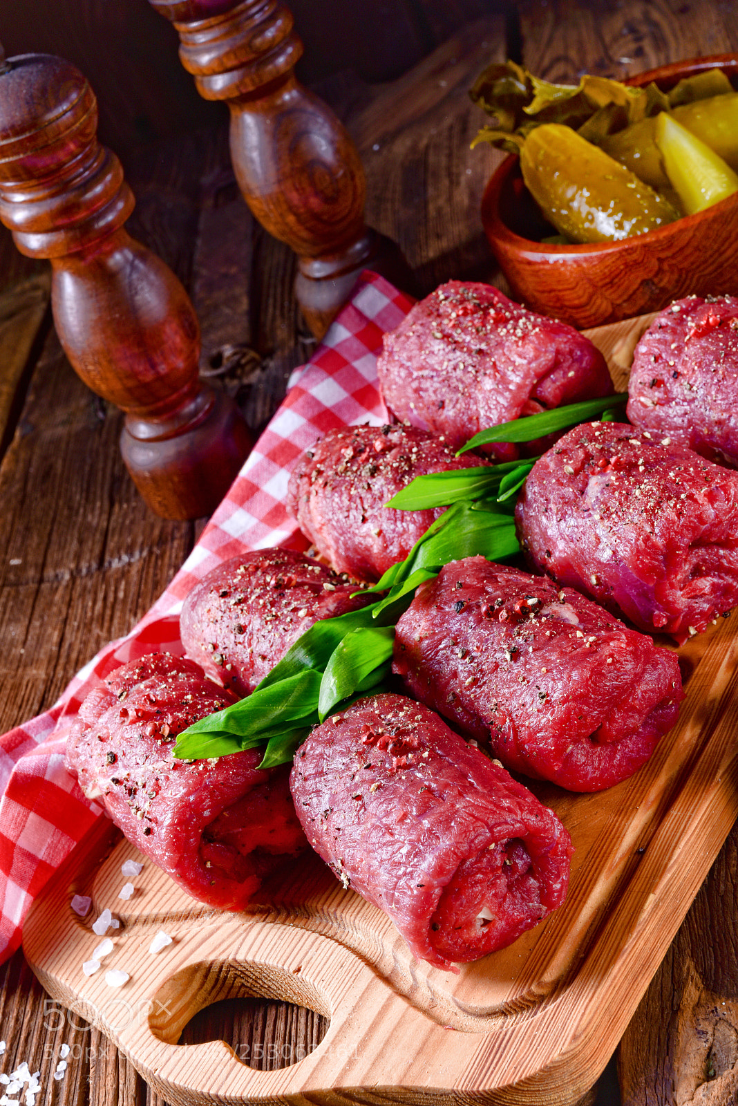 Nikon D810 sample photo. Fresh raw beef roulades photography