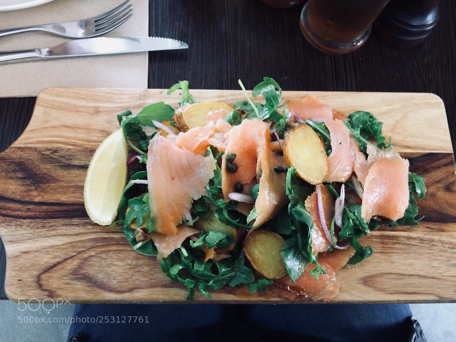Apple iPhone 5s sample photo. Salmon & potato salad photography