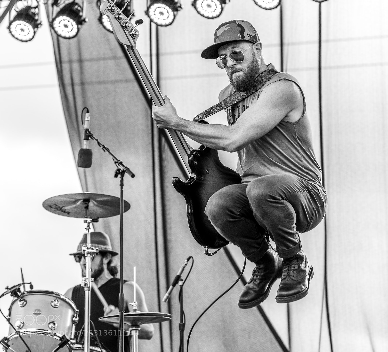 Nikon D810 sample photo. Bass player jumping photography