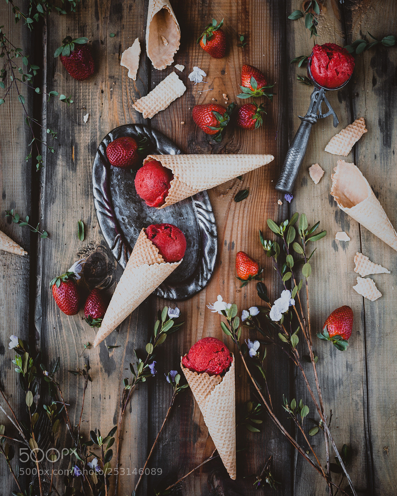 Canon EOS 5D Mark II sample photo. Strawberry sorbet photography