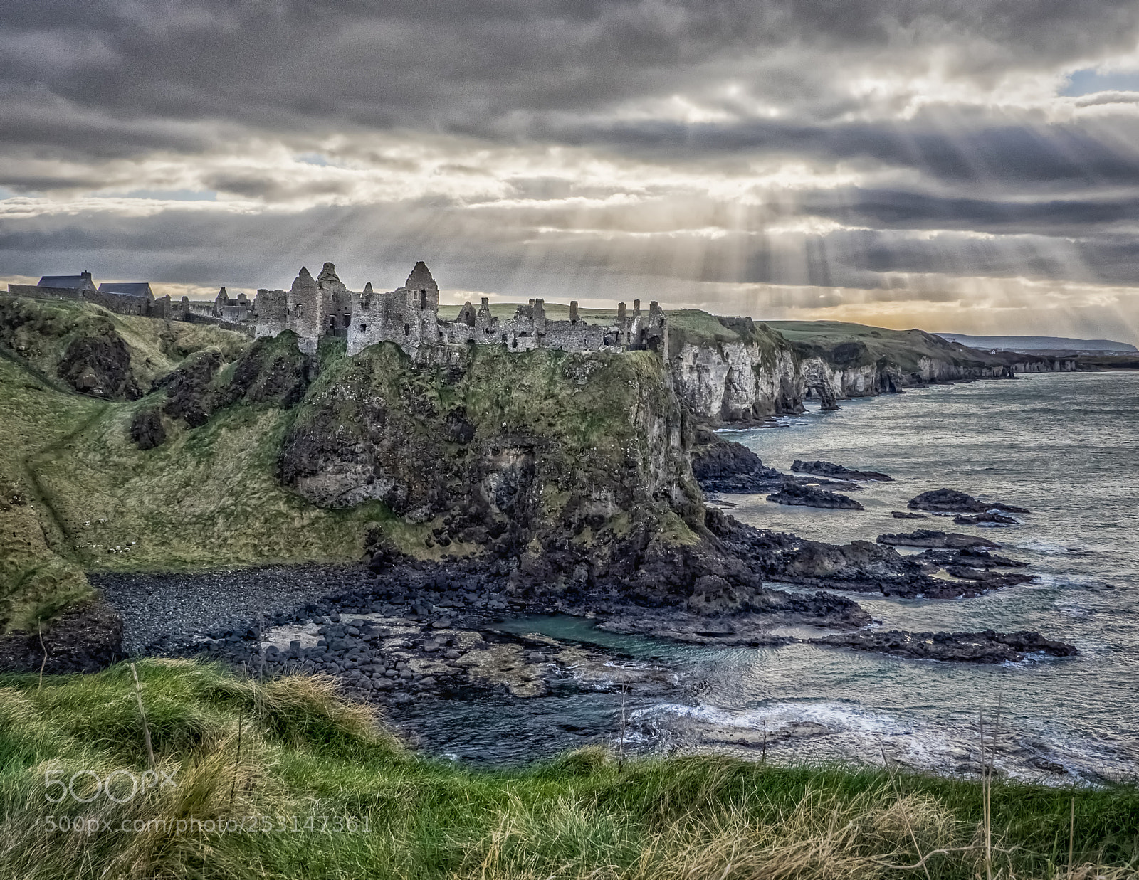 Olympus OM-D E-M1 sample photo. Dunluce castle photography