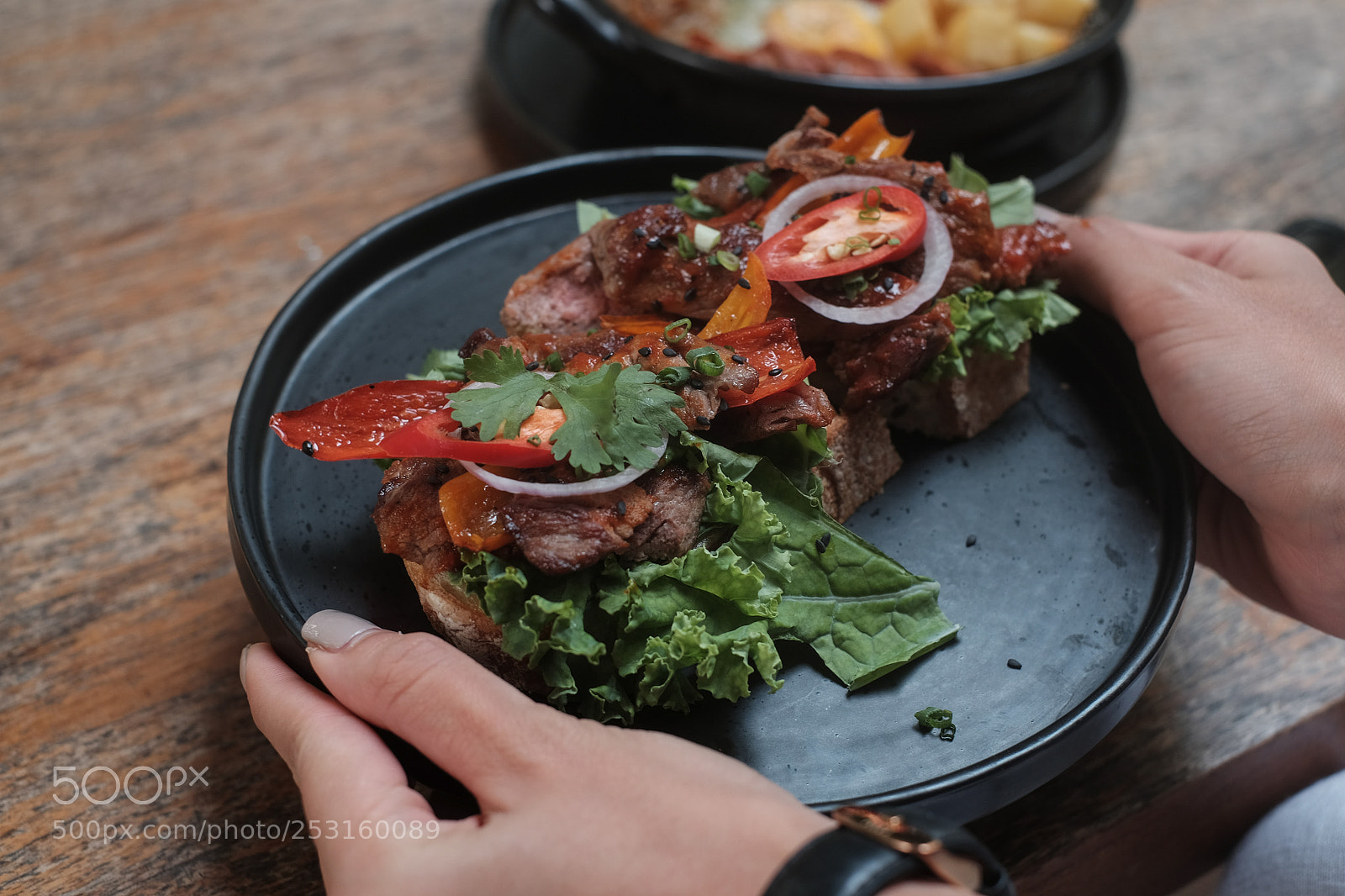 Fujifilm X-T10 sample photo. Open roasted beef sandwich photography