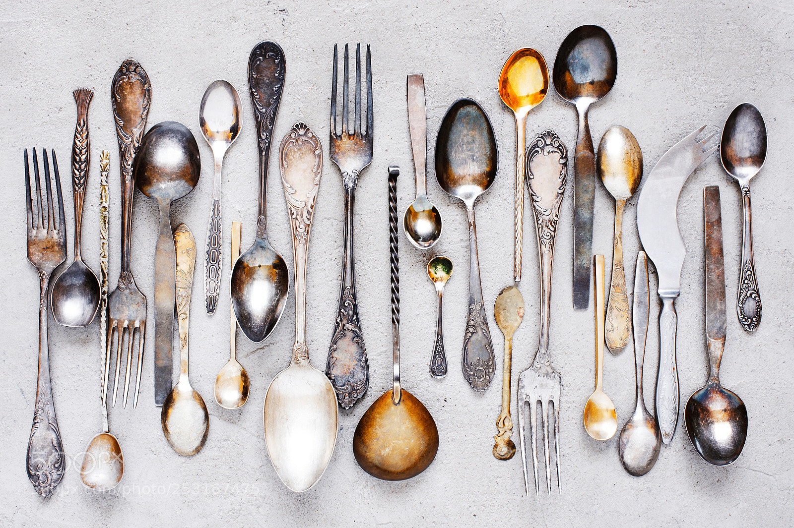 Nikon D700 sample photo. Vintage silverware lying on photography