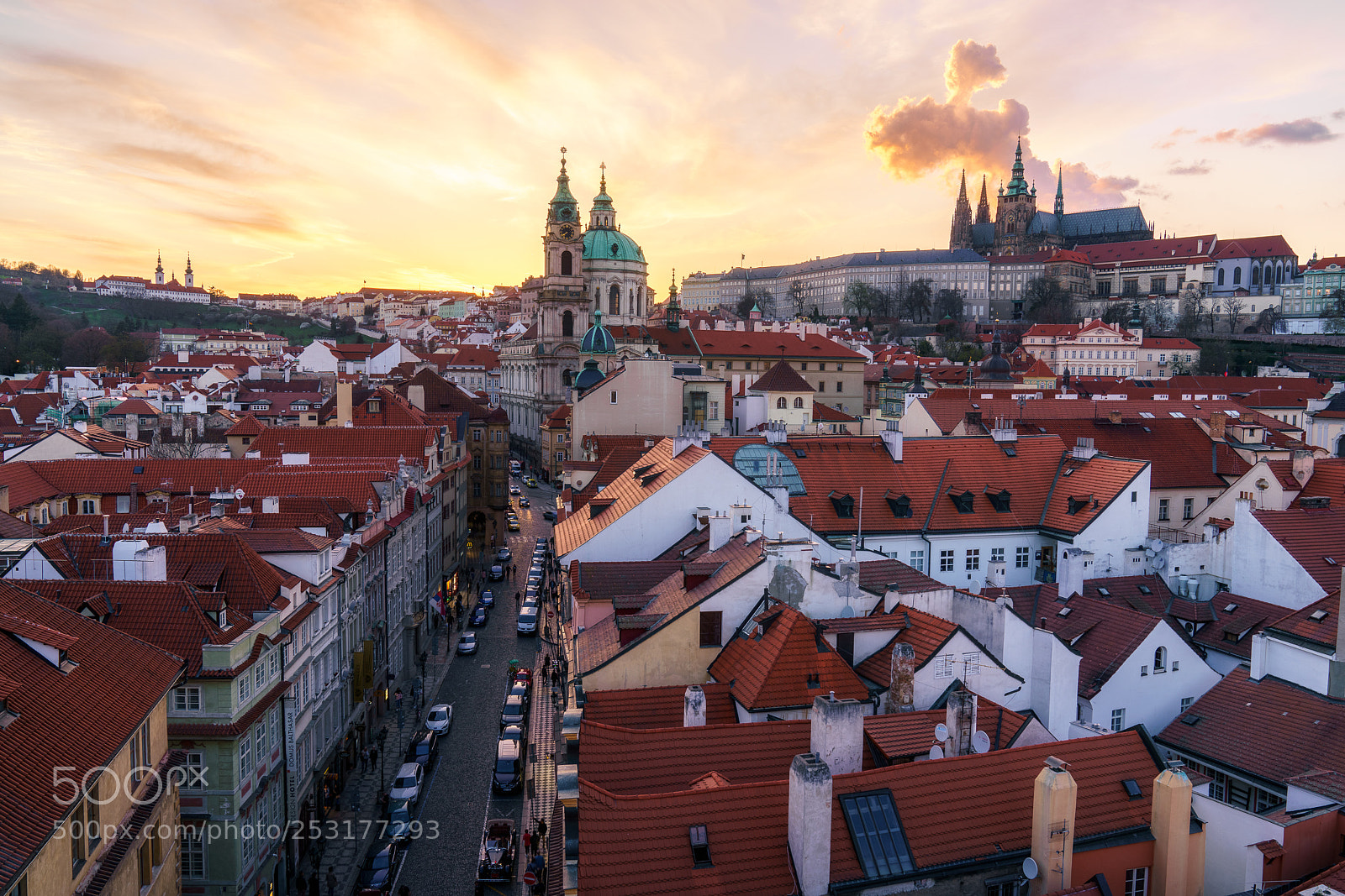 Sony a7R II sample photo. Golden sunset in prague photography