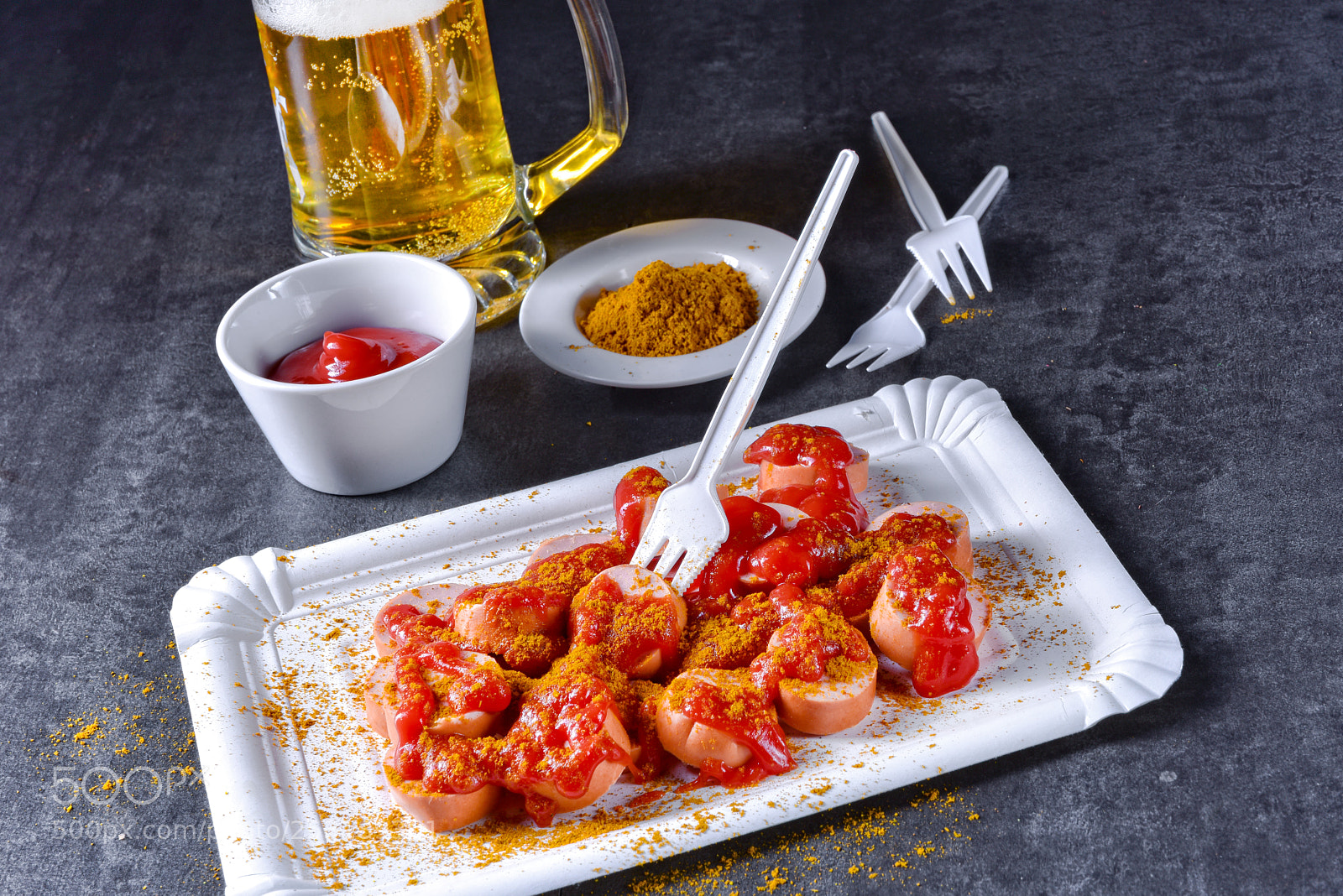 Nikon D810 sample photo. Curry bockwurst with beer photography