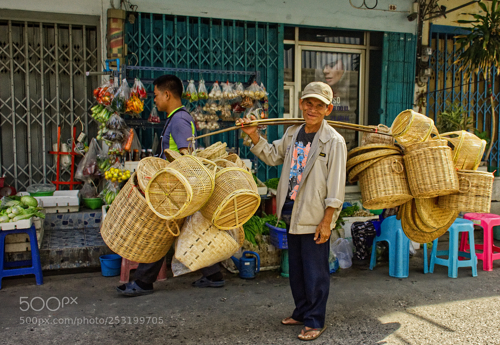 Nikon D7200 sample photo. Bangkok basket merchant photography
