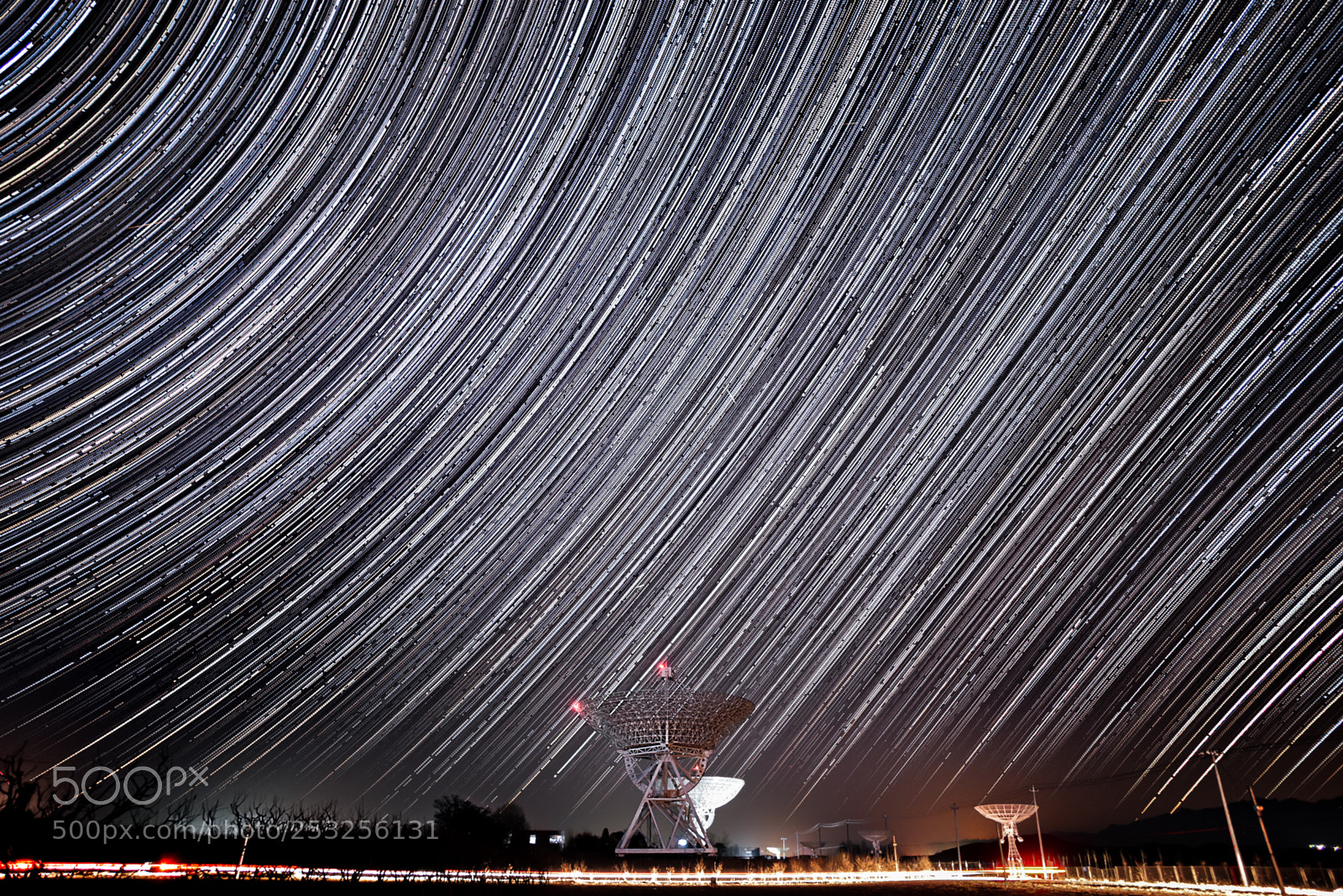 Nikon D810 sample photo. Star trail & radio telescope photography