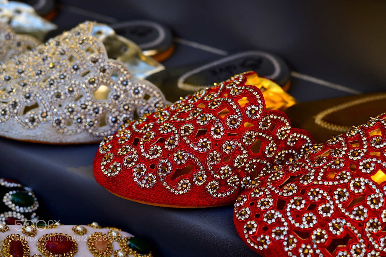 Nikon D850 sample photo. Women's slippers decorated with photography