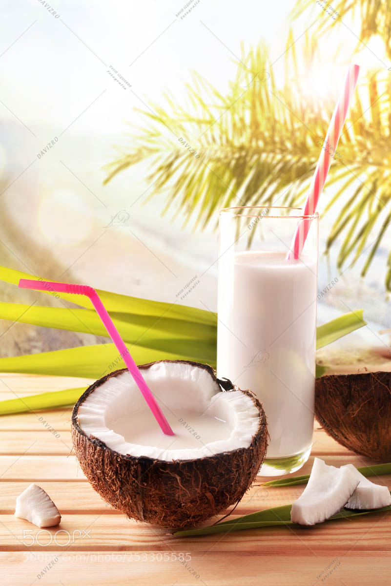 Nikon D810 sample photo. Coconut drink and fruit photography