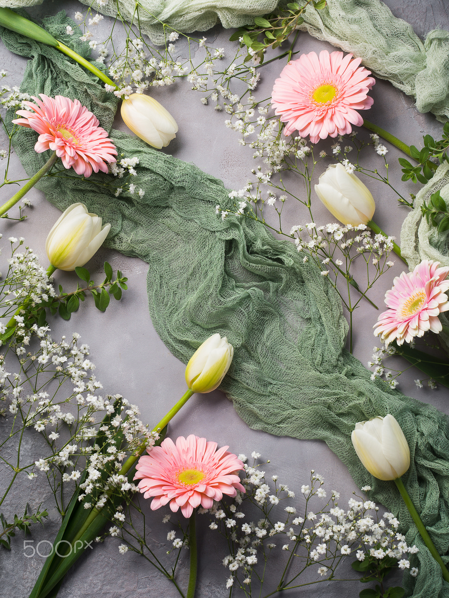 Spring flat lay still life