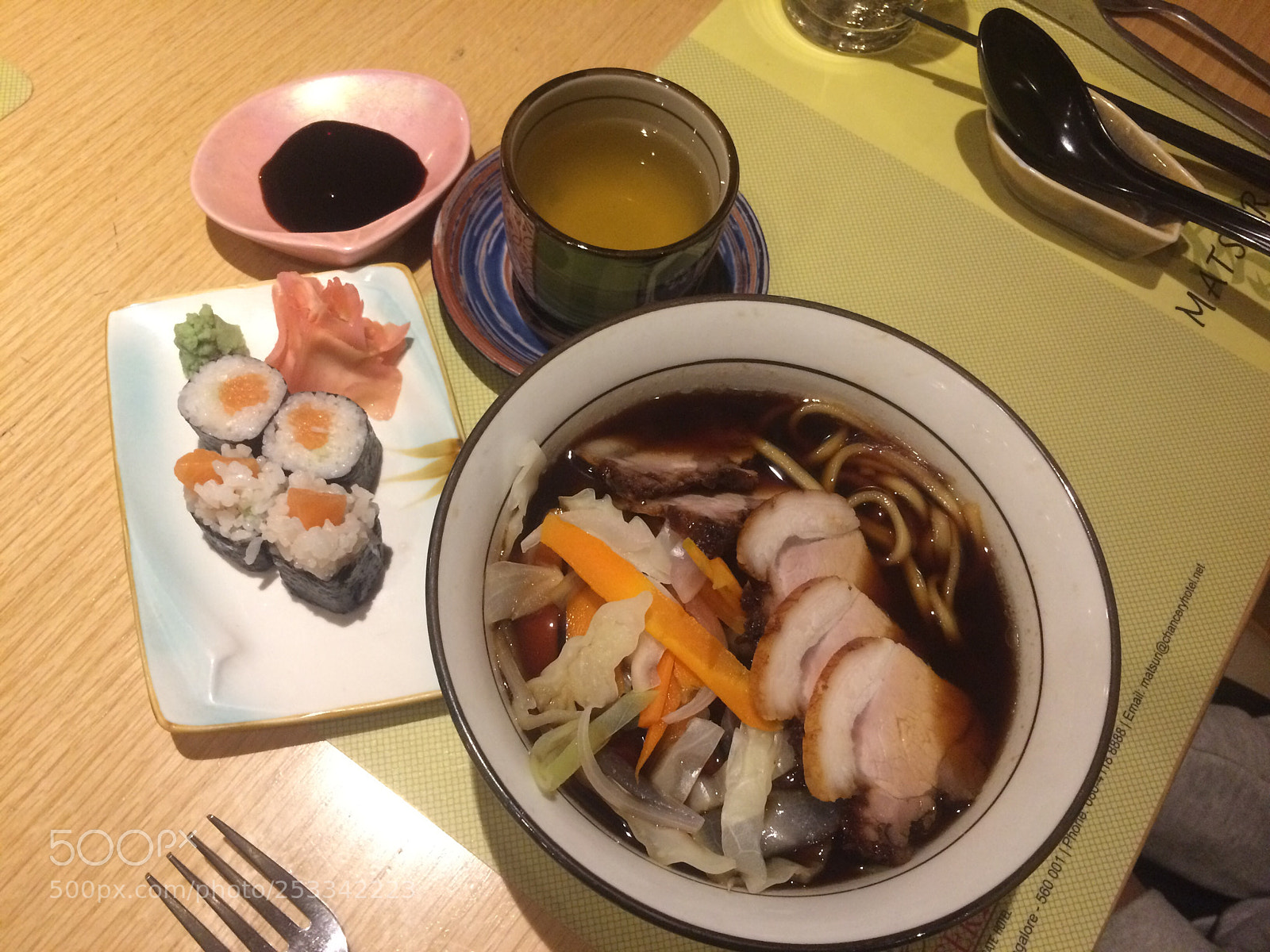 Apple iPhone 5s sample photo. Ramen and sushi treat photography