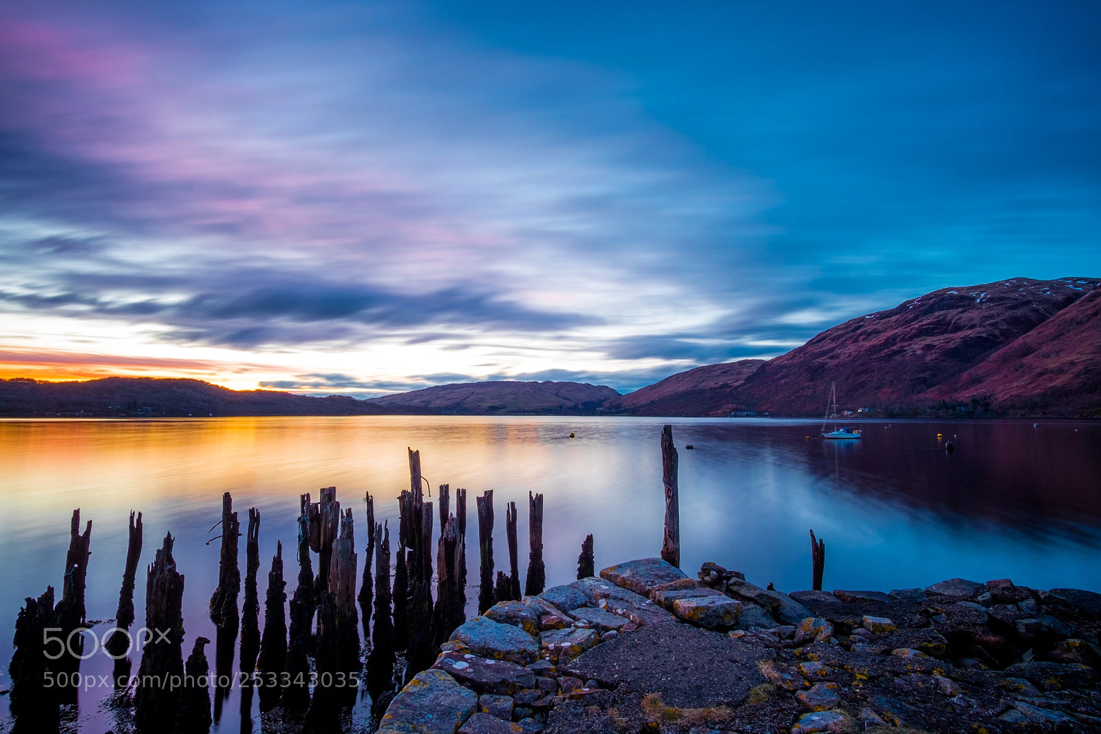 Fujifilm X-T1 sample photo. Sunset from taynuilt pier photography