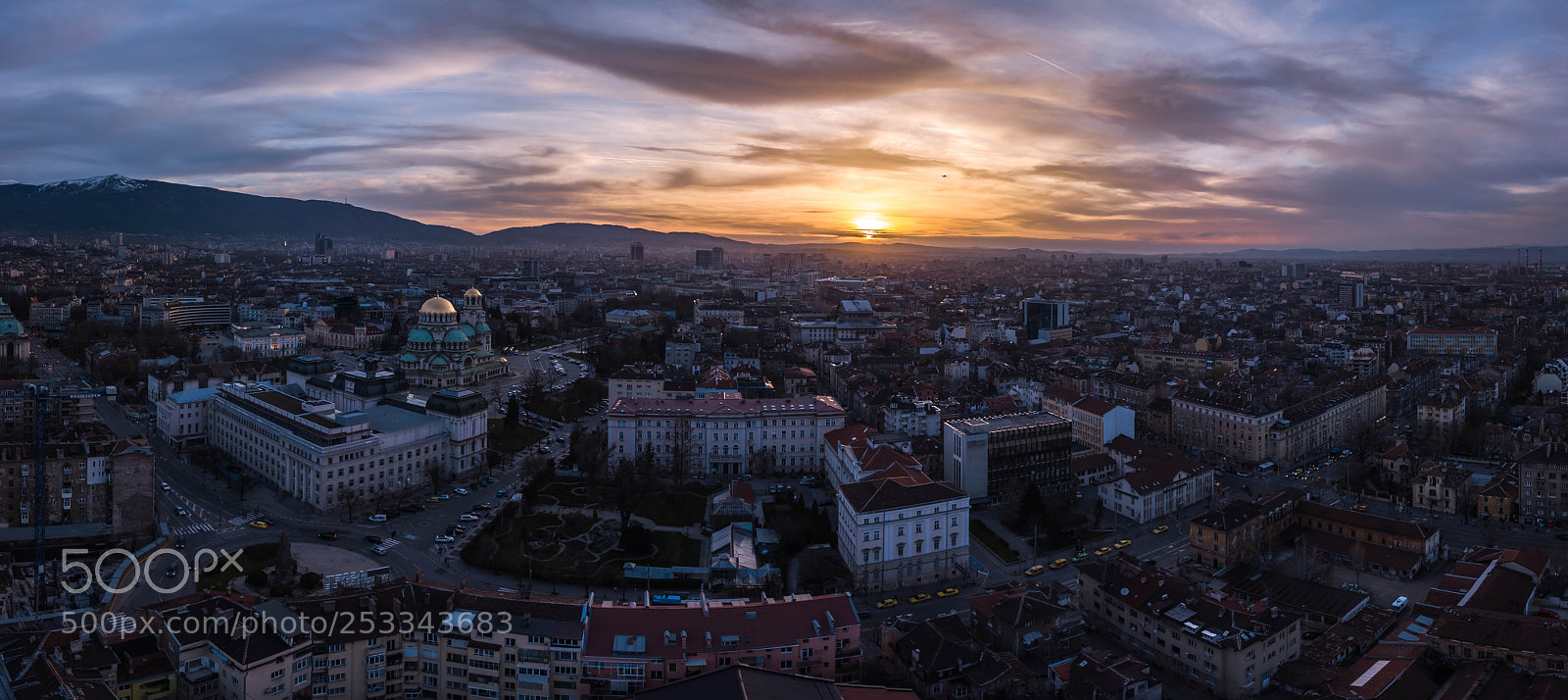 DJI FC220 sample photo. Sunset pano photography