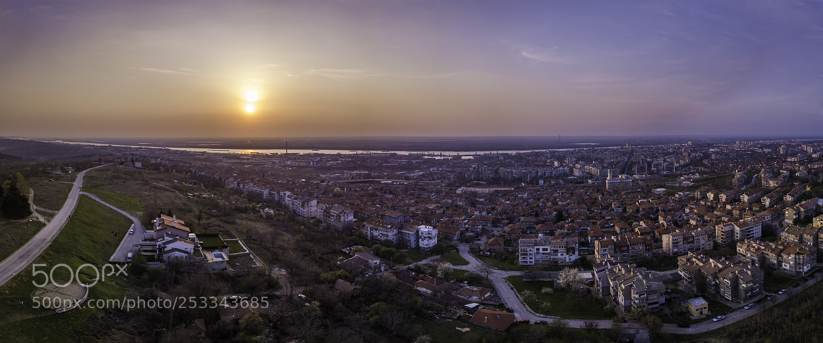 DJI FC220 sample photo. Sunset pano photography