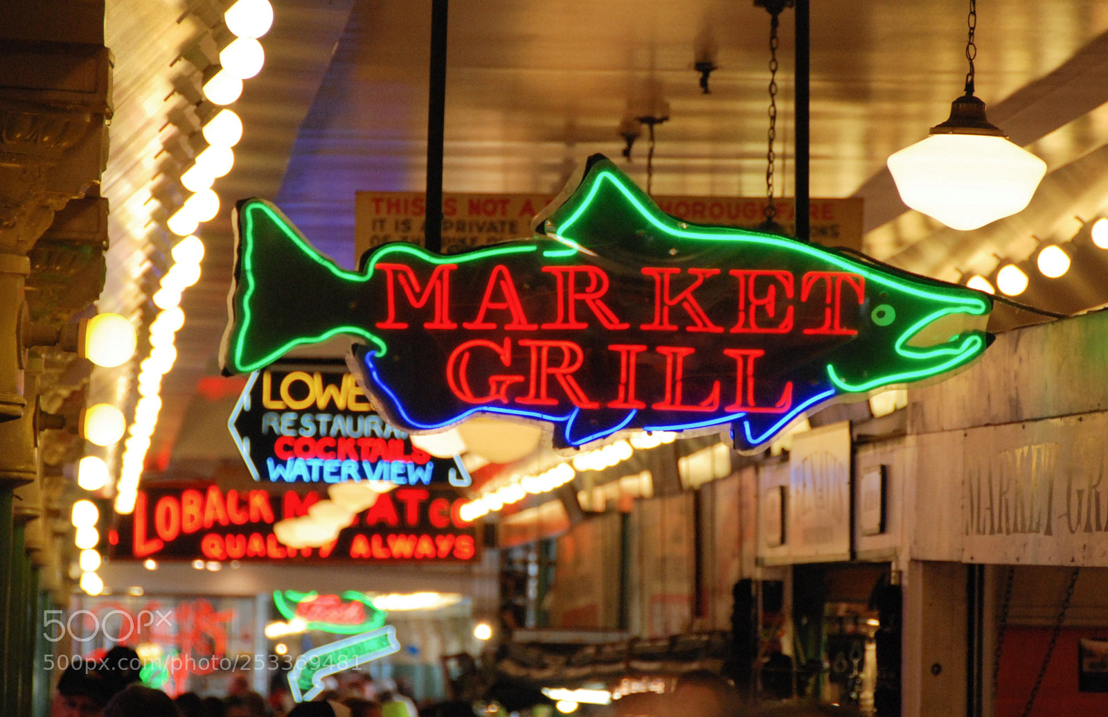Nikon D80 sample photo. Public market neon photography