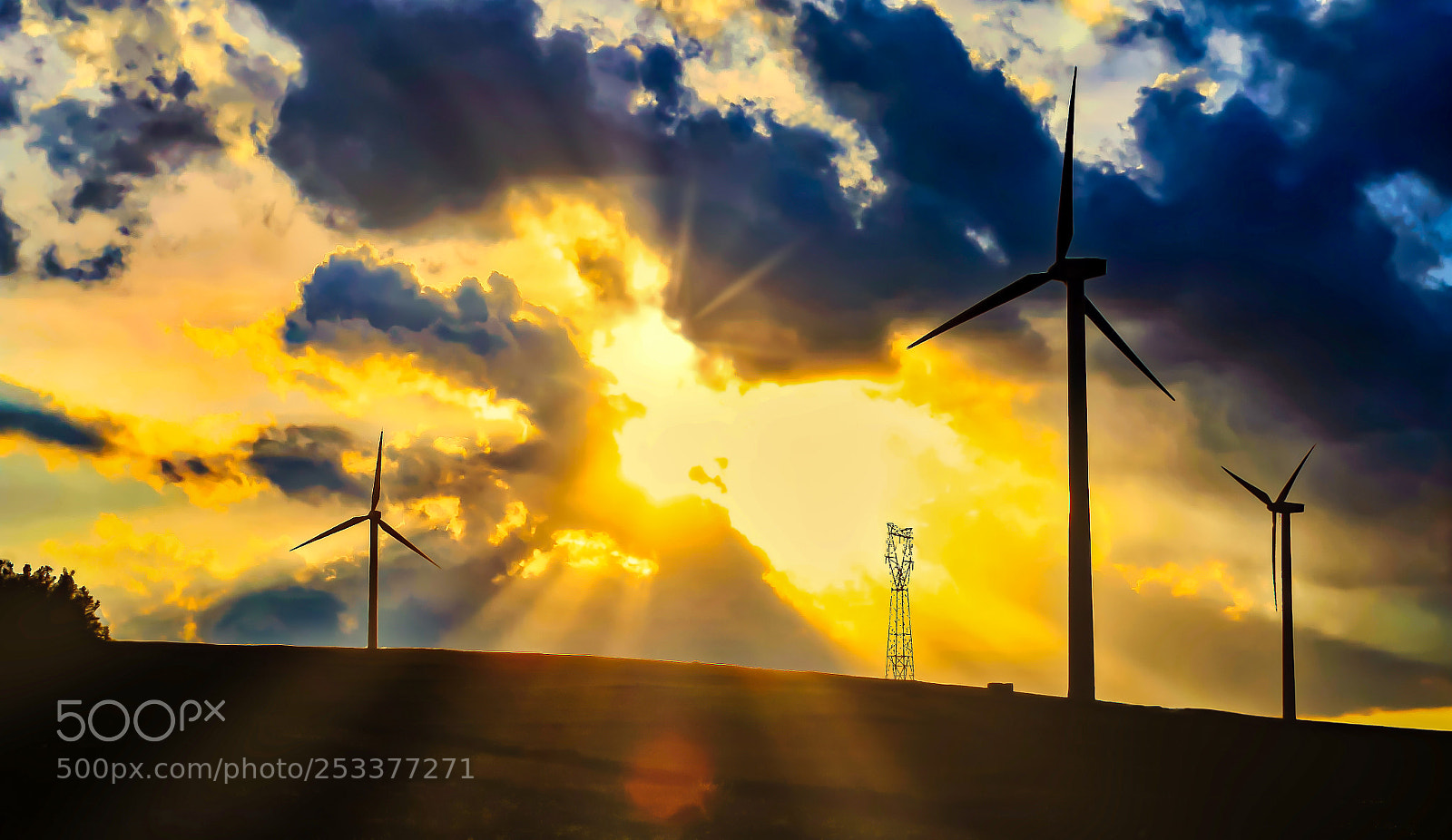 Canon PowerShot G10 sample photo. Wind farm at sunset photography