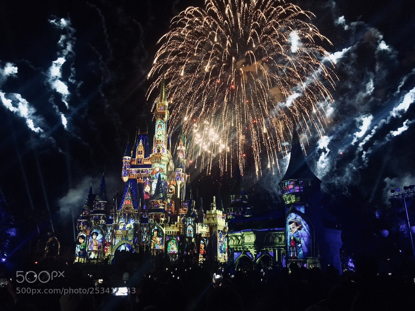 Apple iPhone 6s Plus sample photo. Disney castle firework show photography