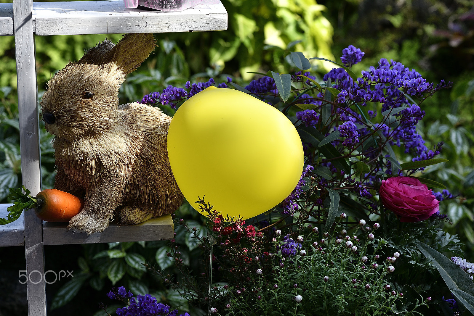 Nikon AF-S Micro-Nikkor 105mm F2.8G IF-ED VR sample photo. Toy rabbit & flowers photography
