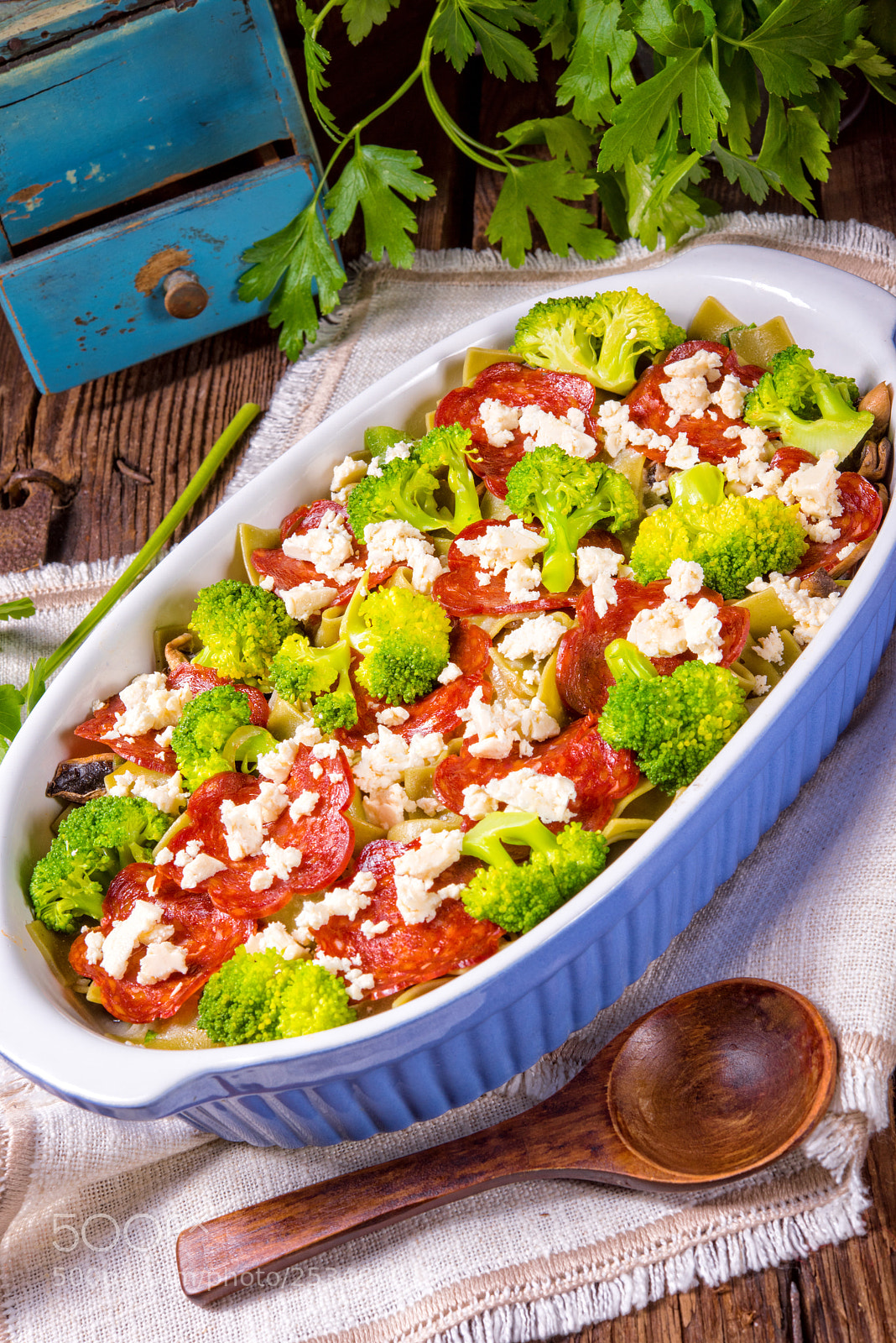 Nikon D810 sample photo. Pasta casserole with chorizo photography
