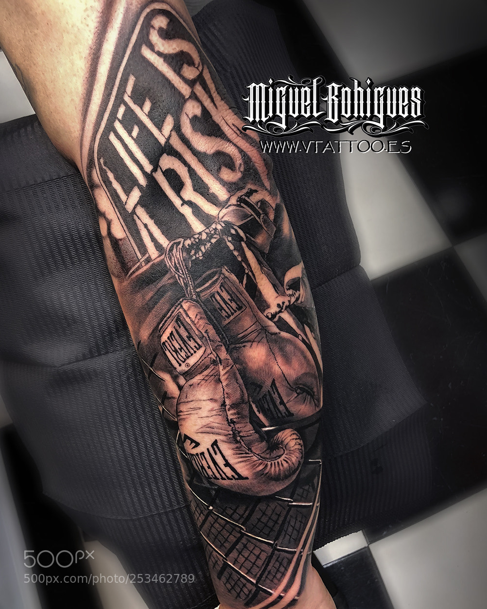 Apple iPhone X sample photo. Boxing gloves tattoo photography