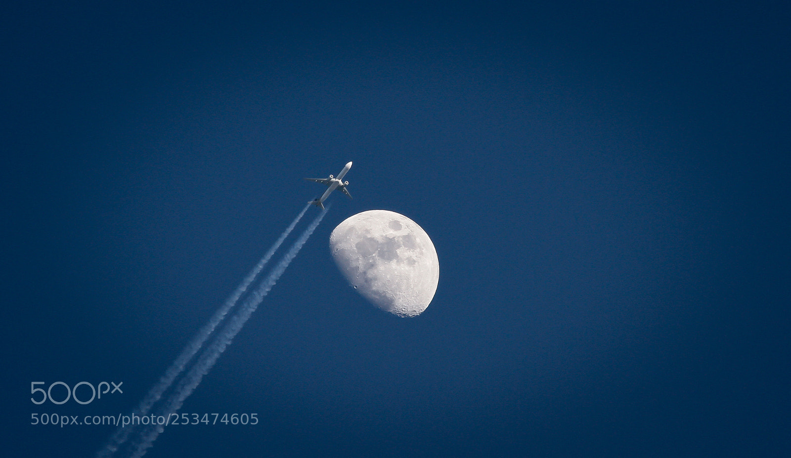 Canon EOS 7D sample photo. Plane&moon photography
