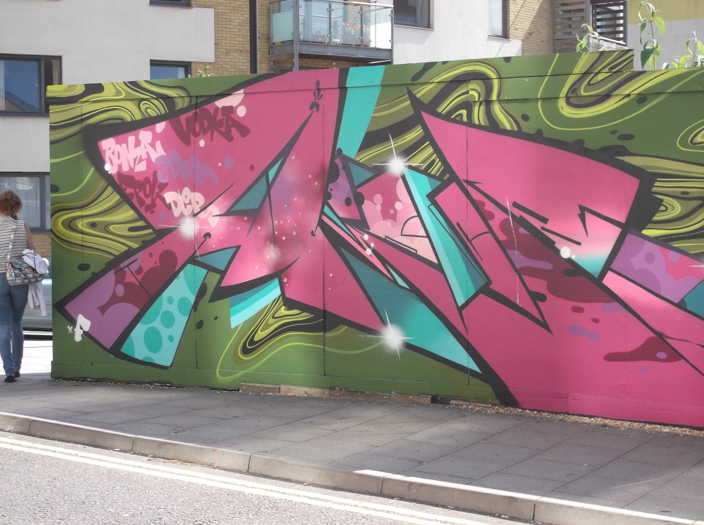 Fujifilm FinePix JV250 sample photo. Angular pink graffiti (by brighton station) photography