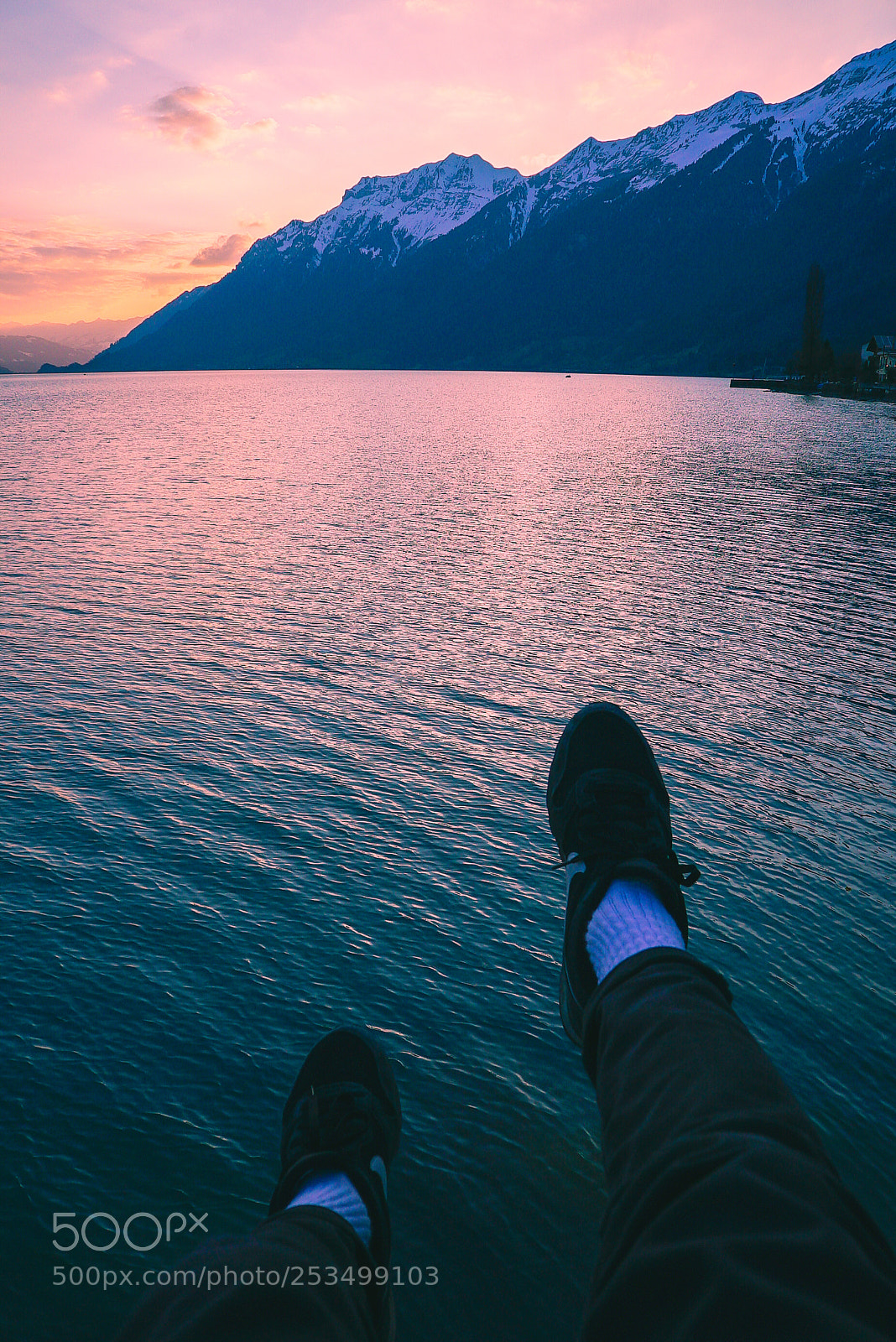 Sony a7S sample photo. Sunset at lake brienz photography