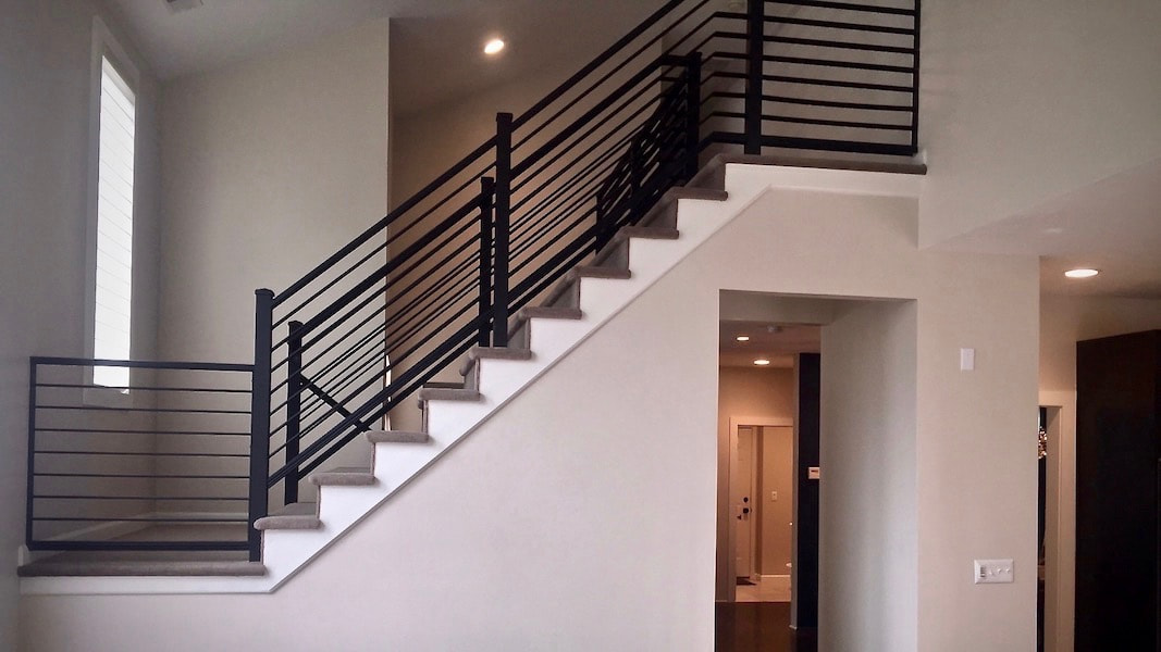 SLIDER Living Room Remodel Wrought Iron Staircase ()