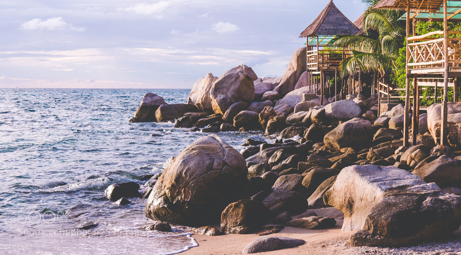 Panasonic DMC-G70 sample photo. Bamboo hut over sea photography