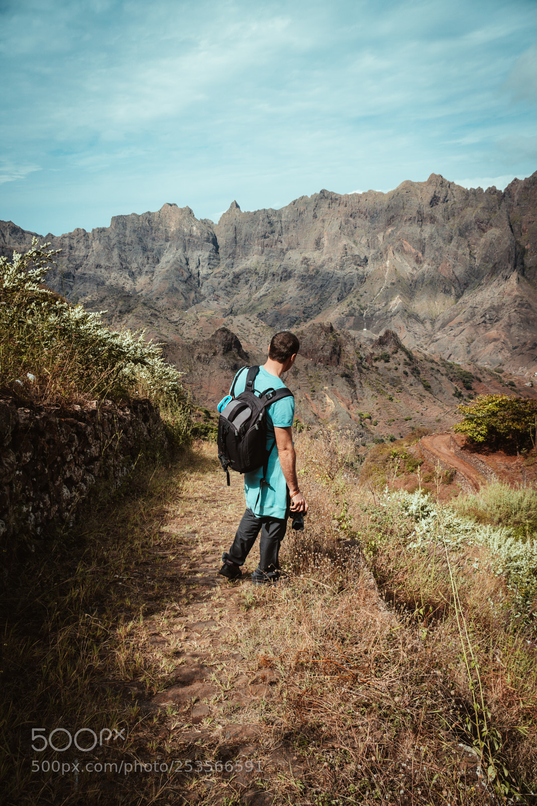 Sony a6500 sample photo. Hiker admiring barren natural photography