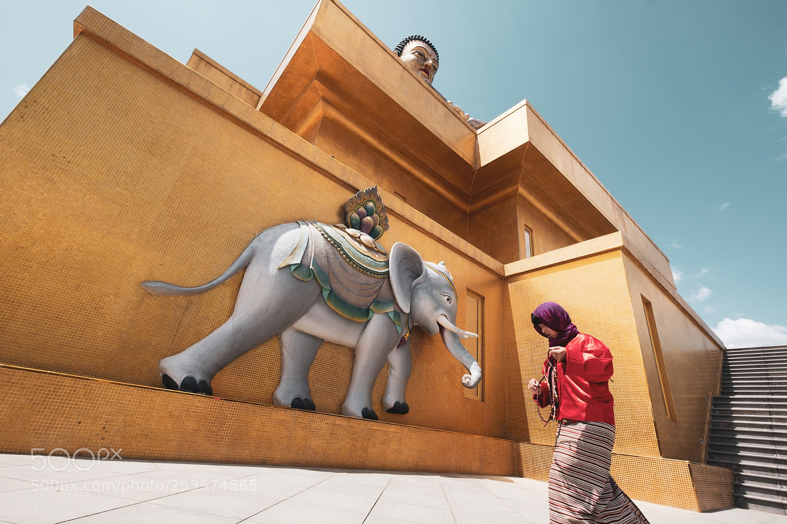 Fujifilm X-T2 sample photo. Buddha, elephant & devotee photography