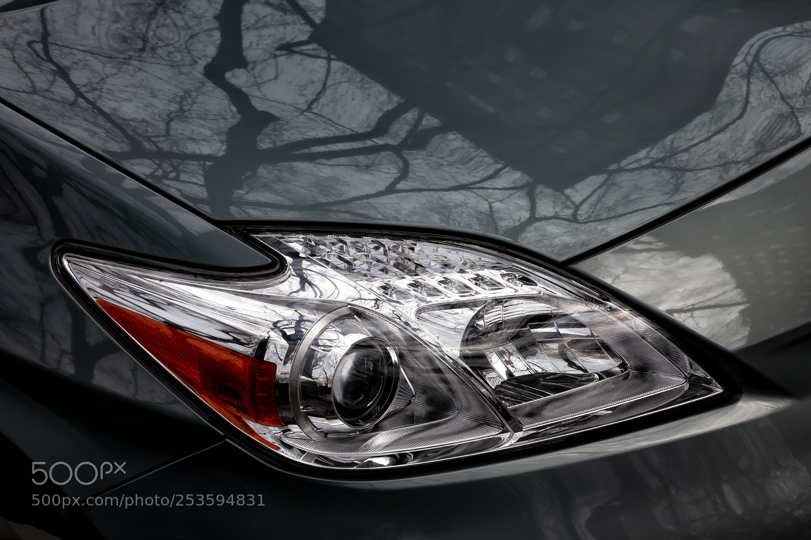 Canon EOS 5D Mark II sample photo. Car headlight and reflections photography