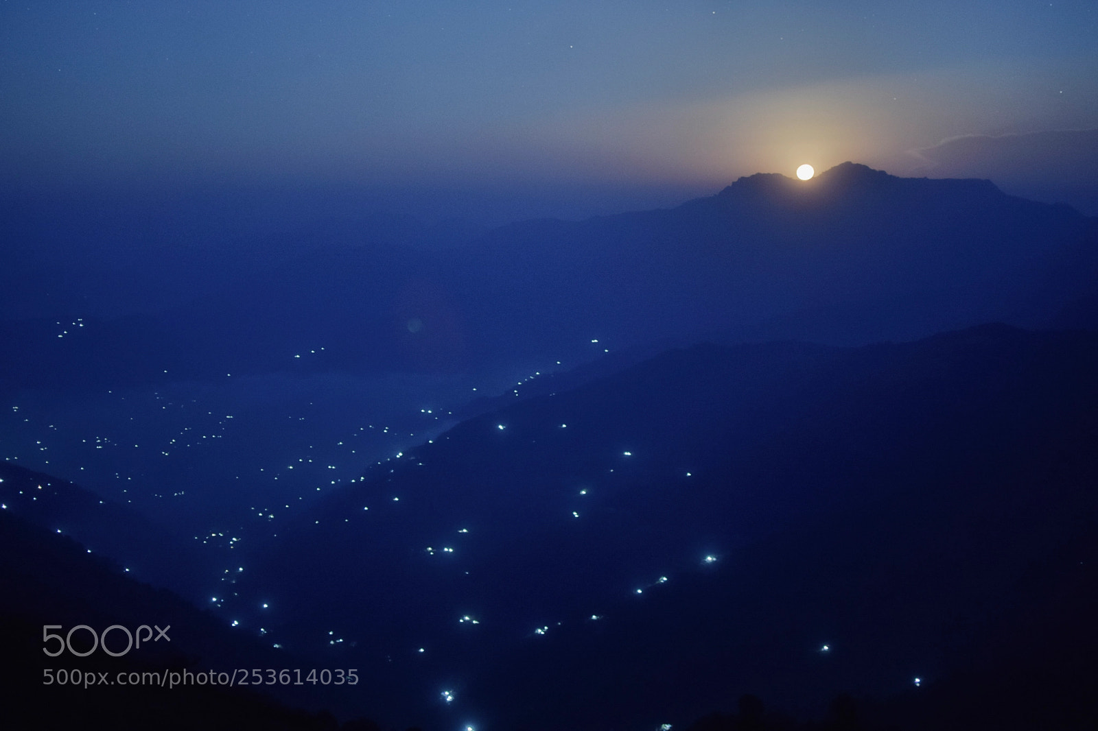 Nikon D3300 sample photo. Setting moon in himalayan photography
