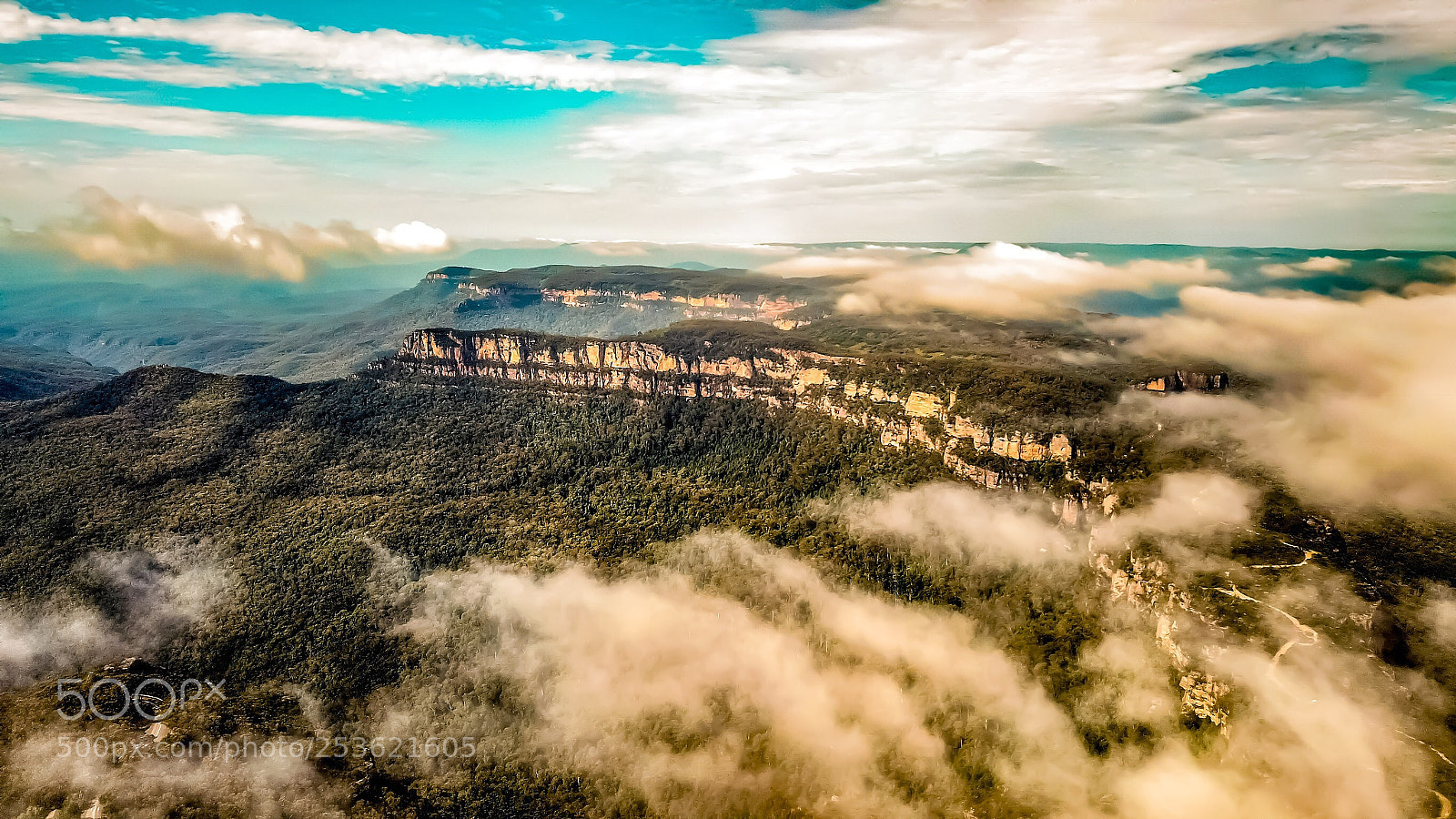 DJI FC220 sample photo. Narrow neck plateau blue photography