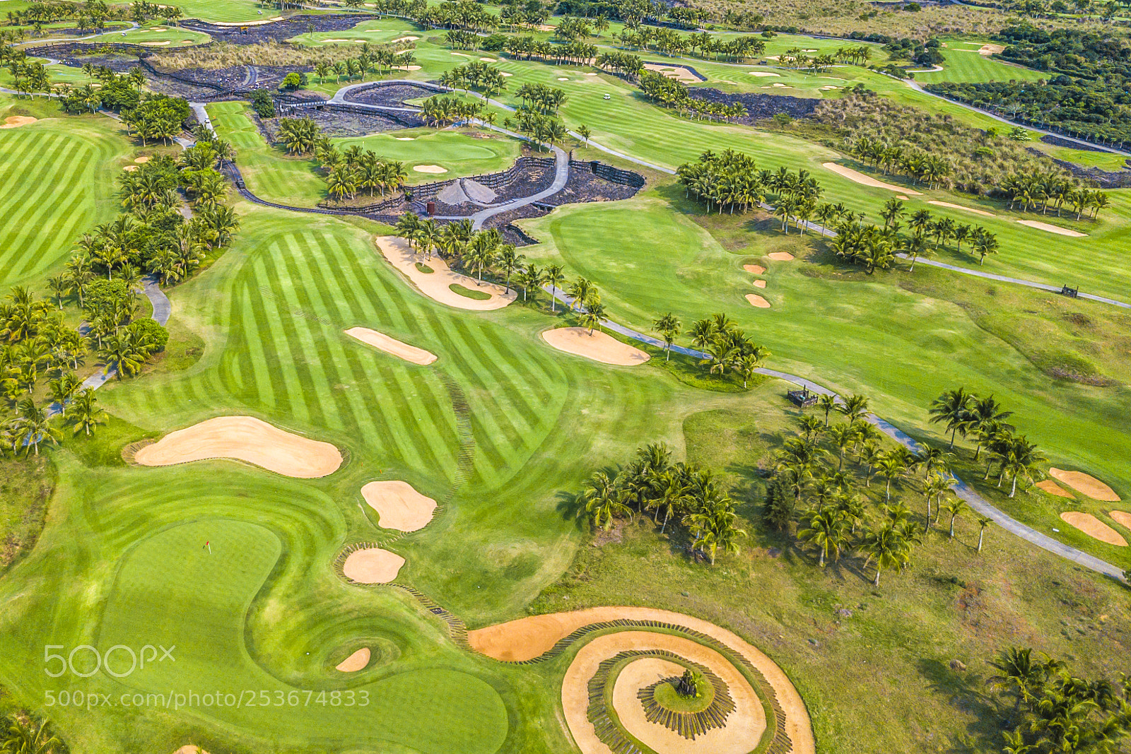 DJI FC220 sample photo. Golf courses on volcanic photography
