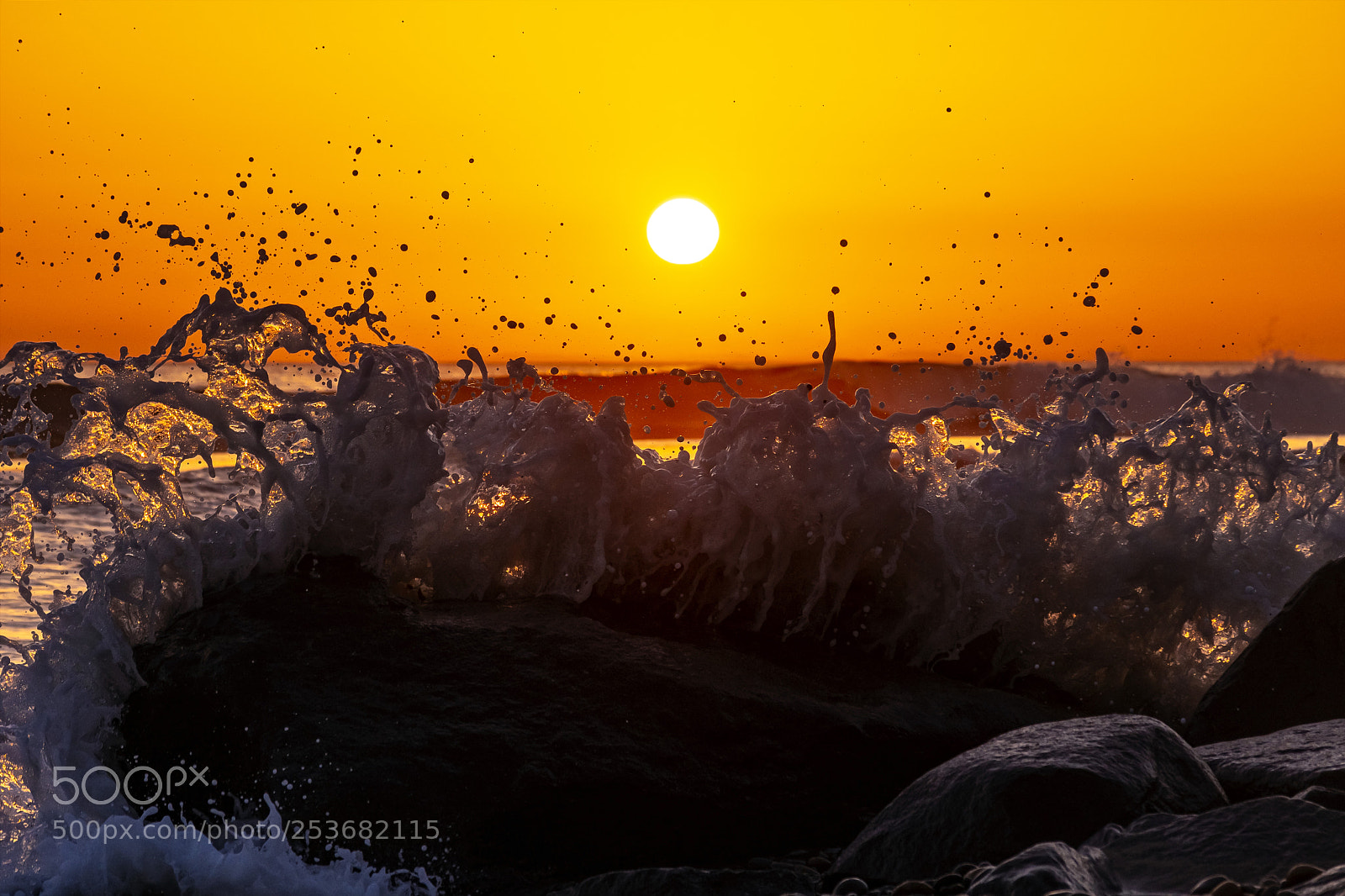 Nikon D500 sample photo. Waves crash at sunset photography