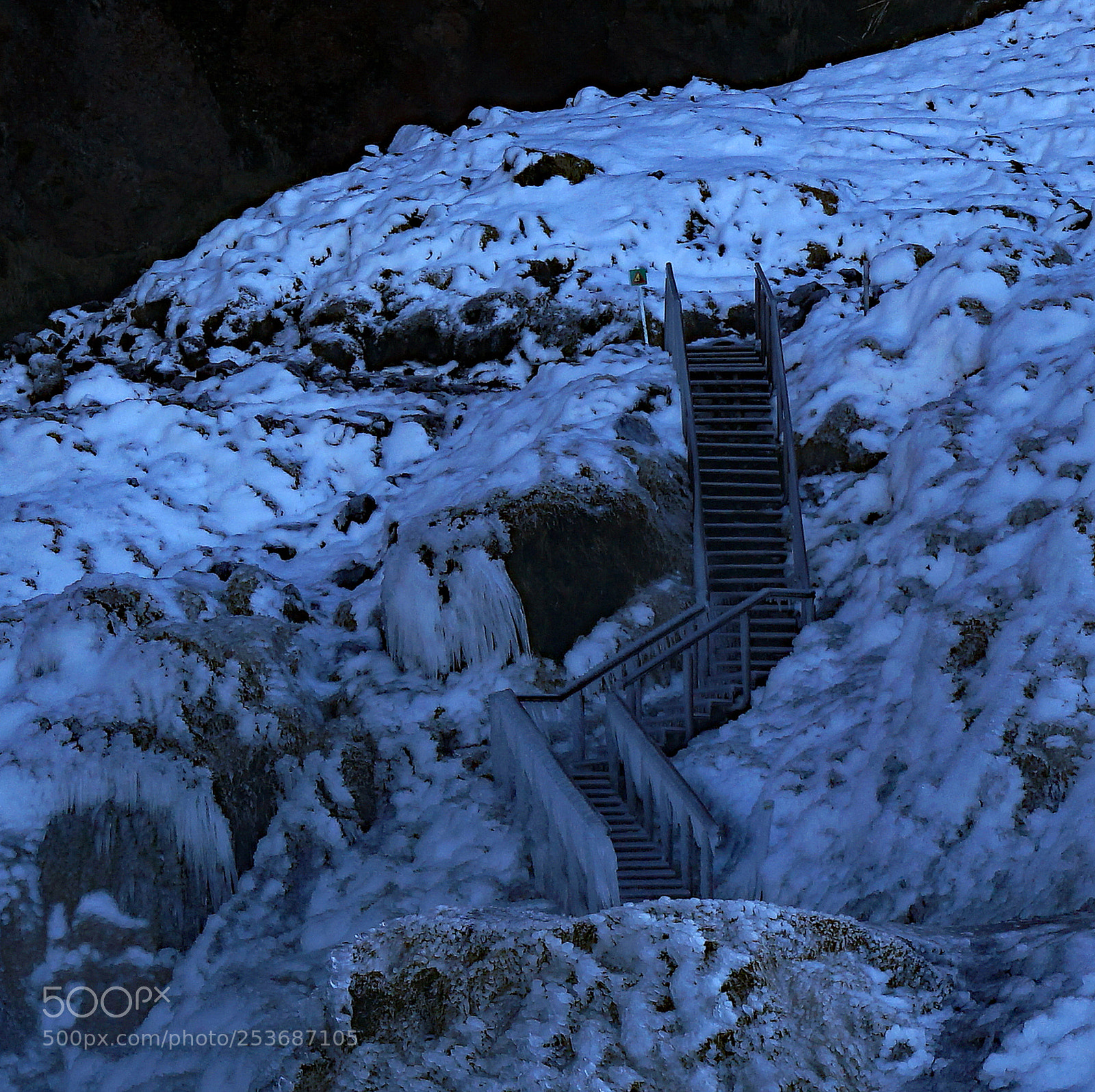 Sony a7 sample photo. Seljalandsfoss staircase closed, iceland photography