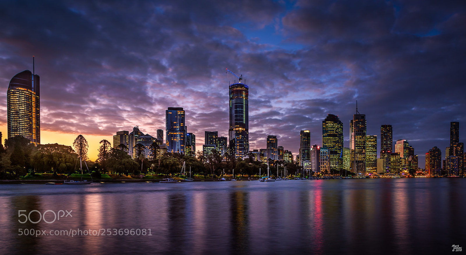 Pentax K-1 sample photo. Brisbane city lights pano photography