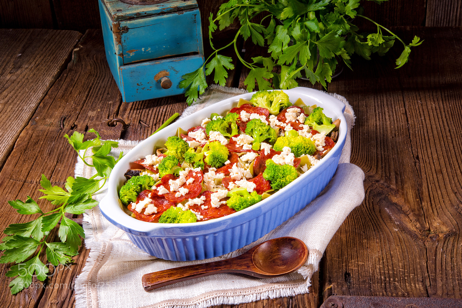 Nikon D810 sample photo. Pasta casserole with chorizo photography