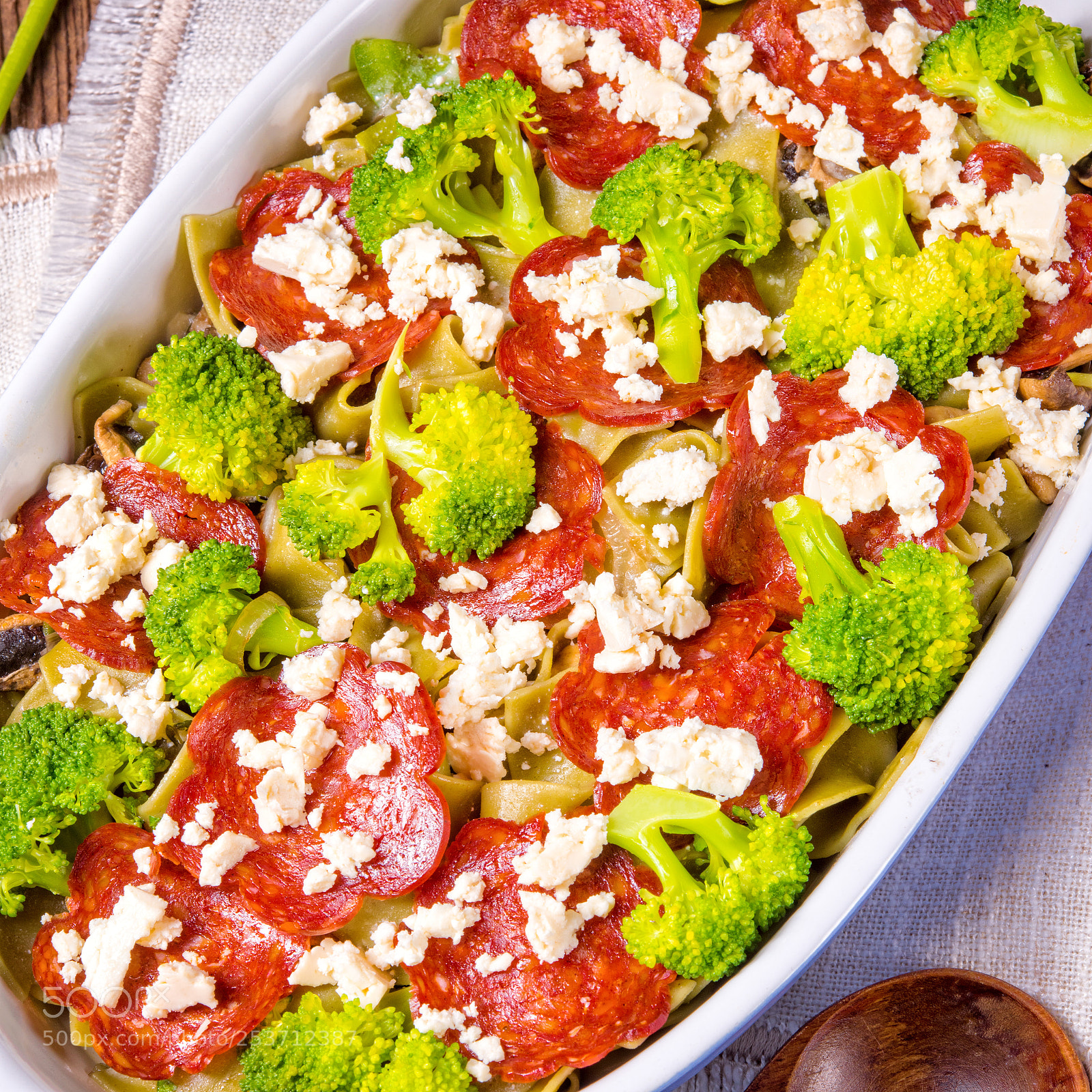 Nikon D810 sample photo. Pasta casserole with chorizo photography
