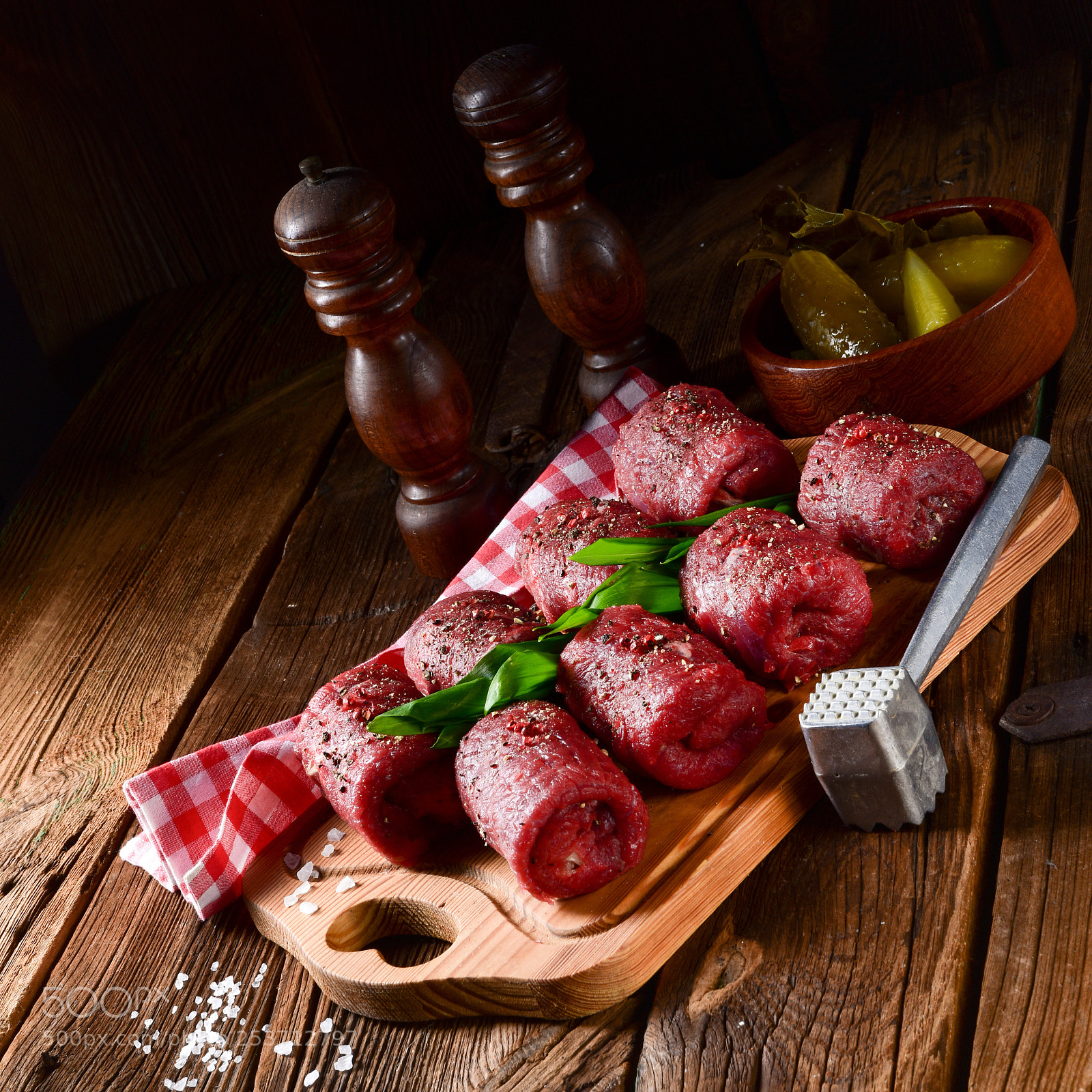 Nikon D810 sample photo. Fresh raw beef roulades photography