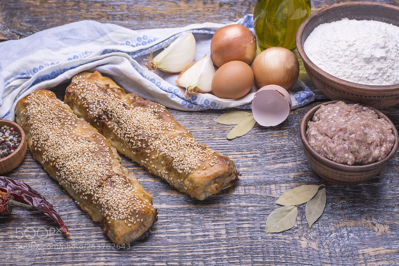 Nikon D610 sample photo. Strudel, pie with minced photography