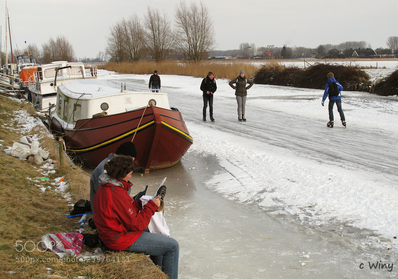 Canon PowerShot G10 sample photo. Ice-skating on a canal photography