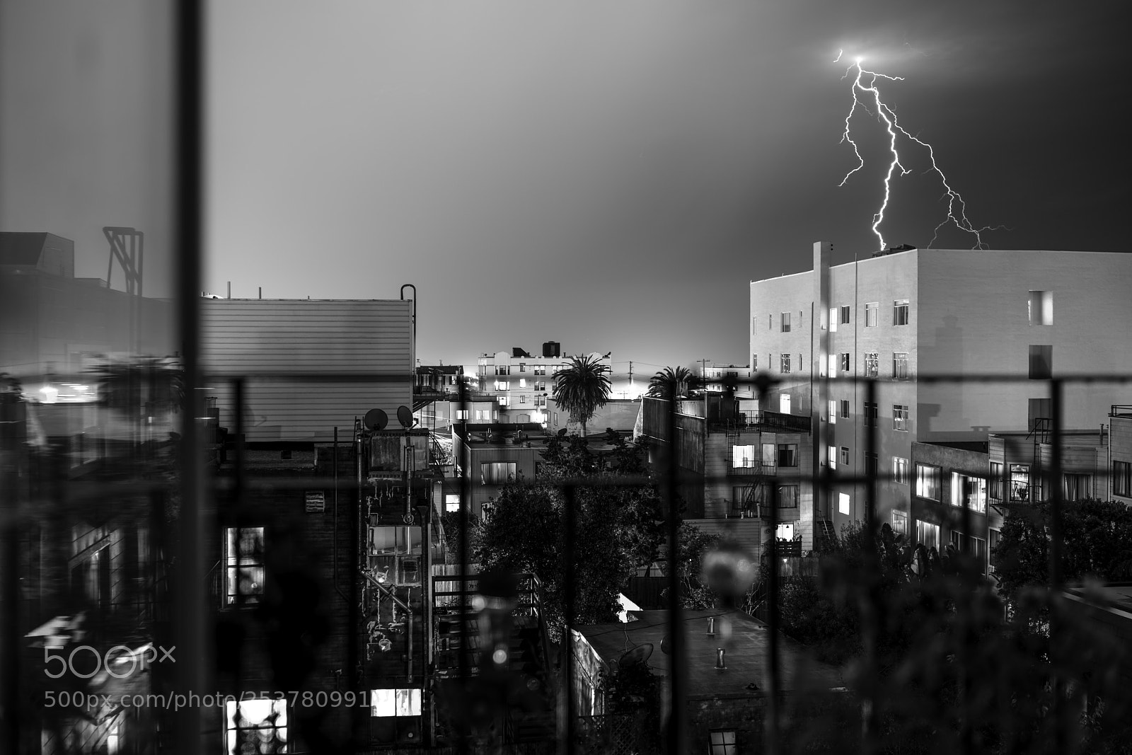Sony a7R II sample photo. Fire escape lightning photography
