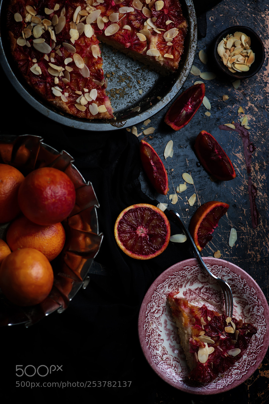 Nikon D610 sample photo. Blood orange almond cake.selective photography