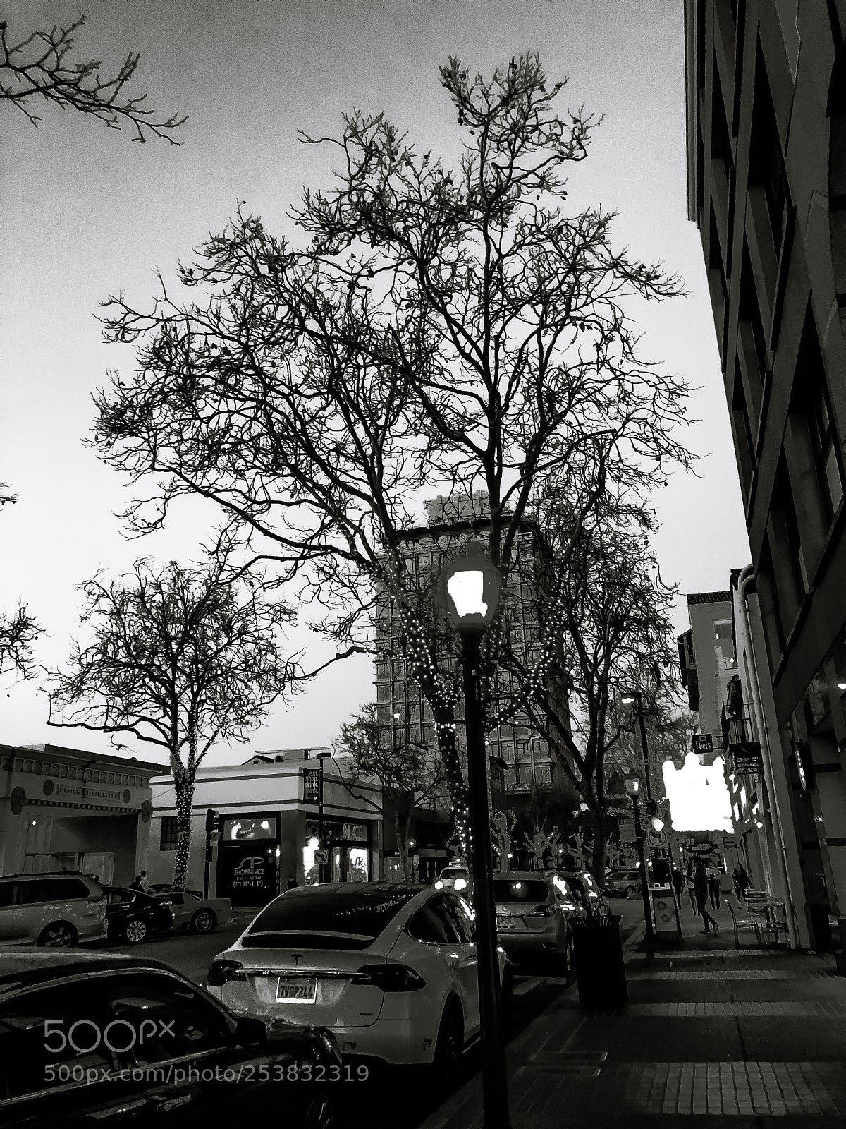Apple iPhone X sample photo. Evening street in black photography