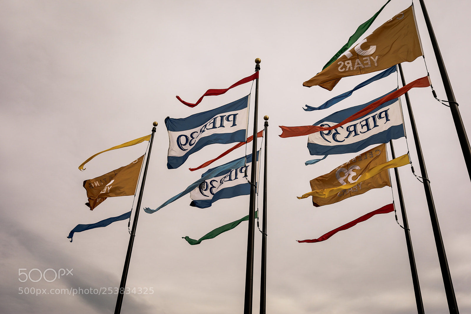 Canon EOS 5D Mark IV sample photo. Flags outside pier 39 photography